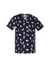 BIZCARE MENS PRINTED BEST FRIENDS SCRUB TOP