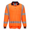 PORTWEST HI VIS X BACK POLO SHIRT LS