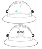 HARD HAT V6 FULL BRIM WITH LAMP BRACKET  WHITE  W UGL  ONE HSE LOGOS