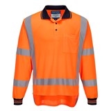 PORTWEST HI VIS X BACK POLO SHIRT LS