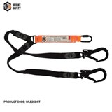 LINQ ELITE DOUBLE LEG ELASTICATED LANYARD WITH HARDWARE  1 X DOUBLE ACTION KARABINER 2 X SCAFF HOOK